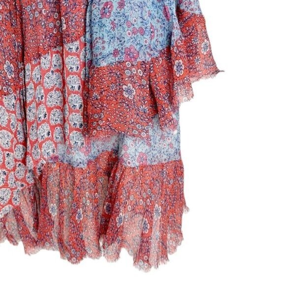 Rebecca Taylor Silk Off Shoulder Patchwork Mini Dress Mermaid Size S - Picture 12 of 15